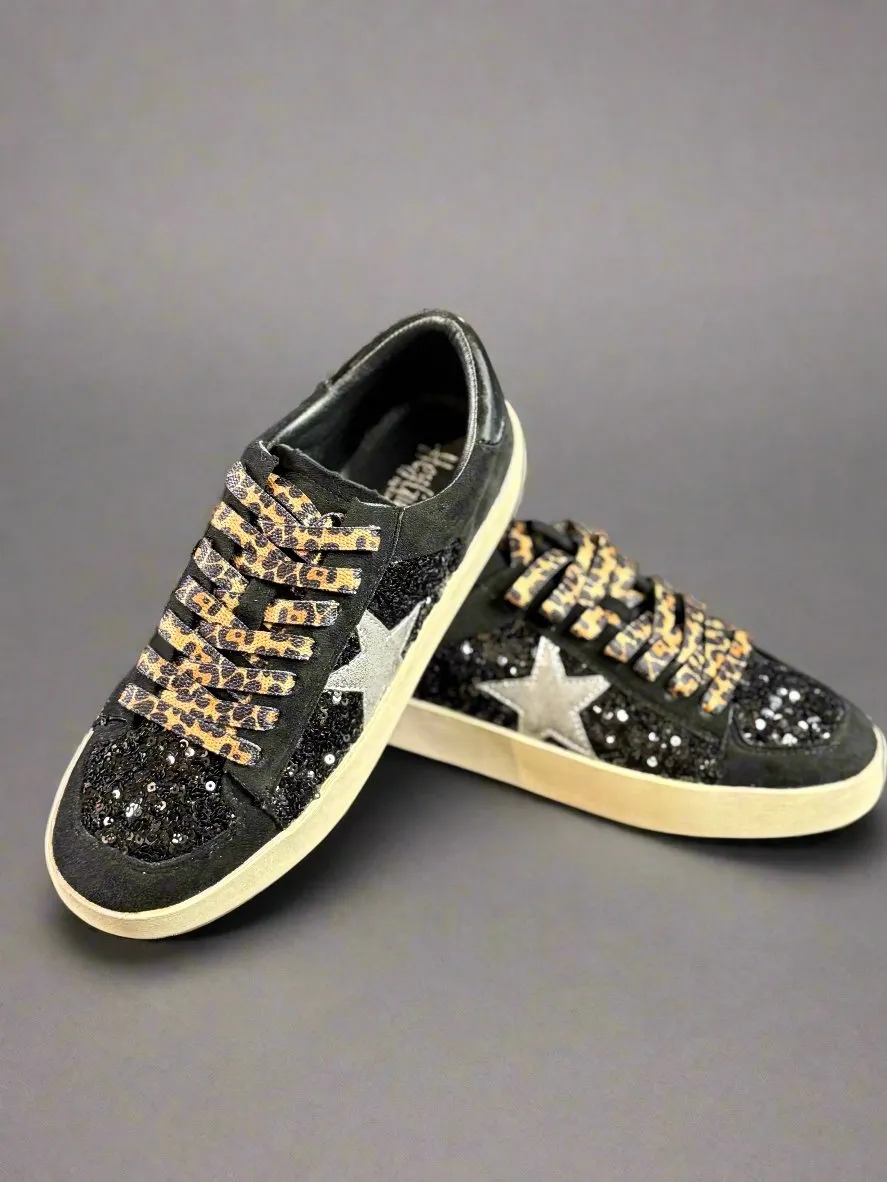 Another Round Blk Sequin Tennies