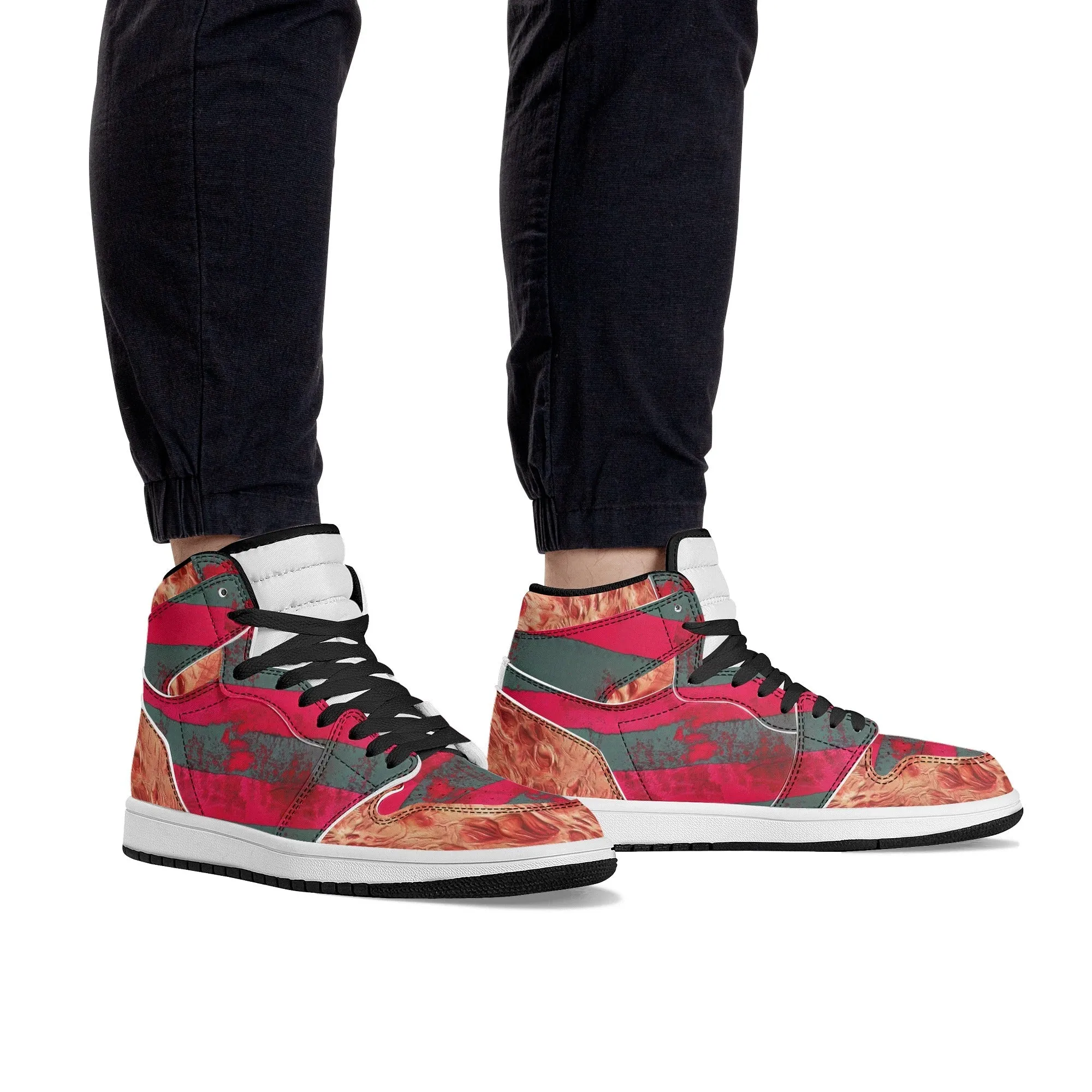 Freddy Krueger's Skin Burns - The Nightmare on Elm Street | High Top Skateboard Sneakers