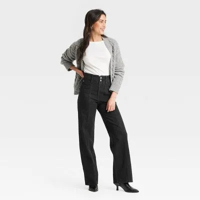 New - Women's High-Rise Tailored Wide Leg Jeans - Universal Thread