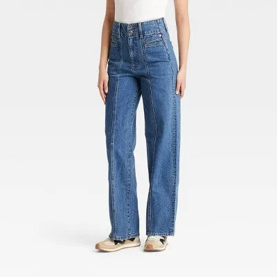 New - Women's High-Rise Tailored Wide Leg Jeans - Universal Thread