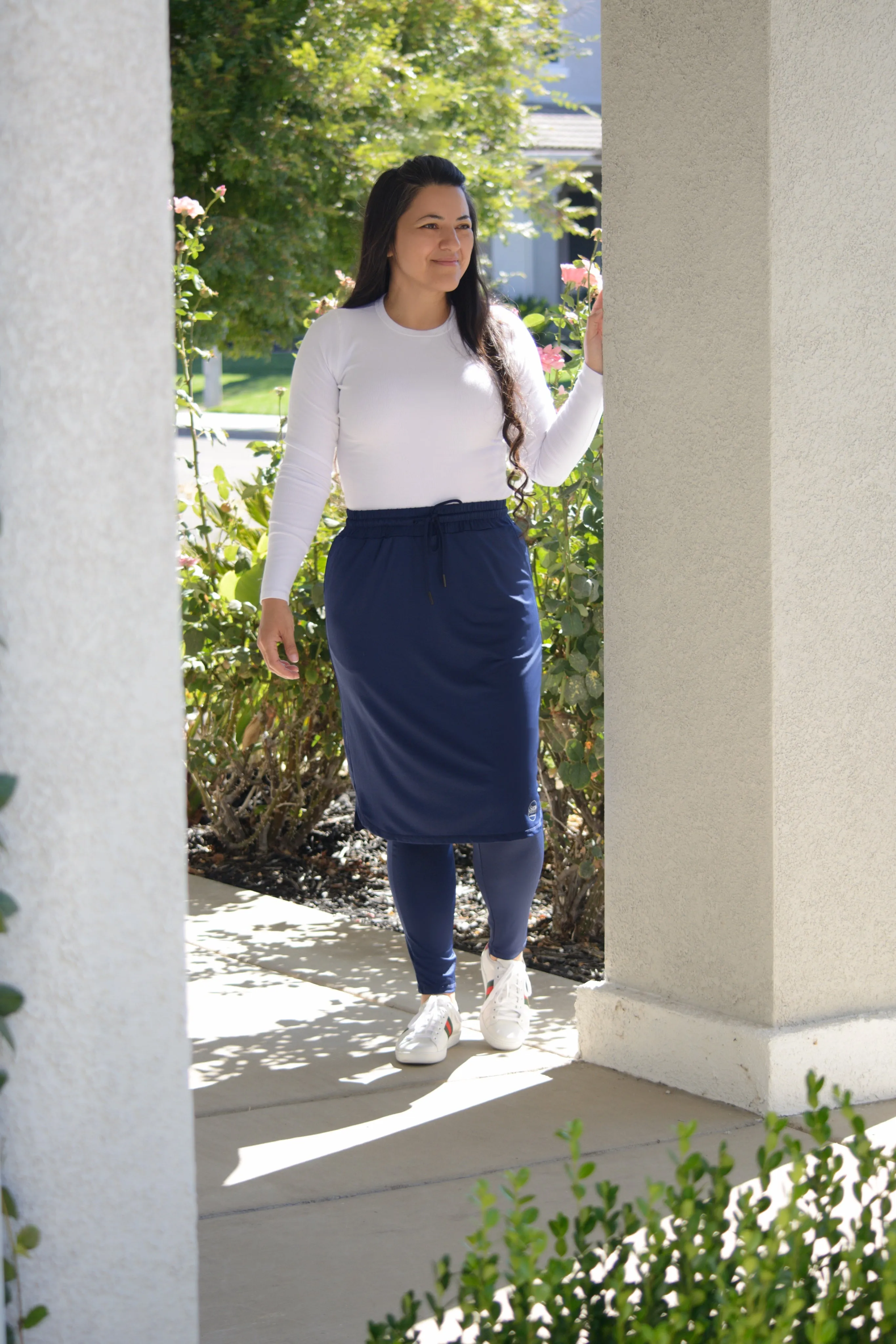 Palermo Navy Athletic Skirt (long leggings)