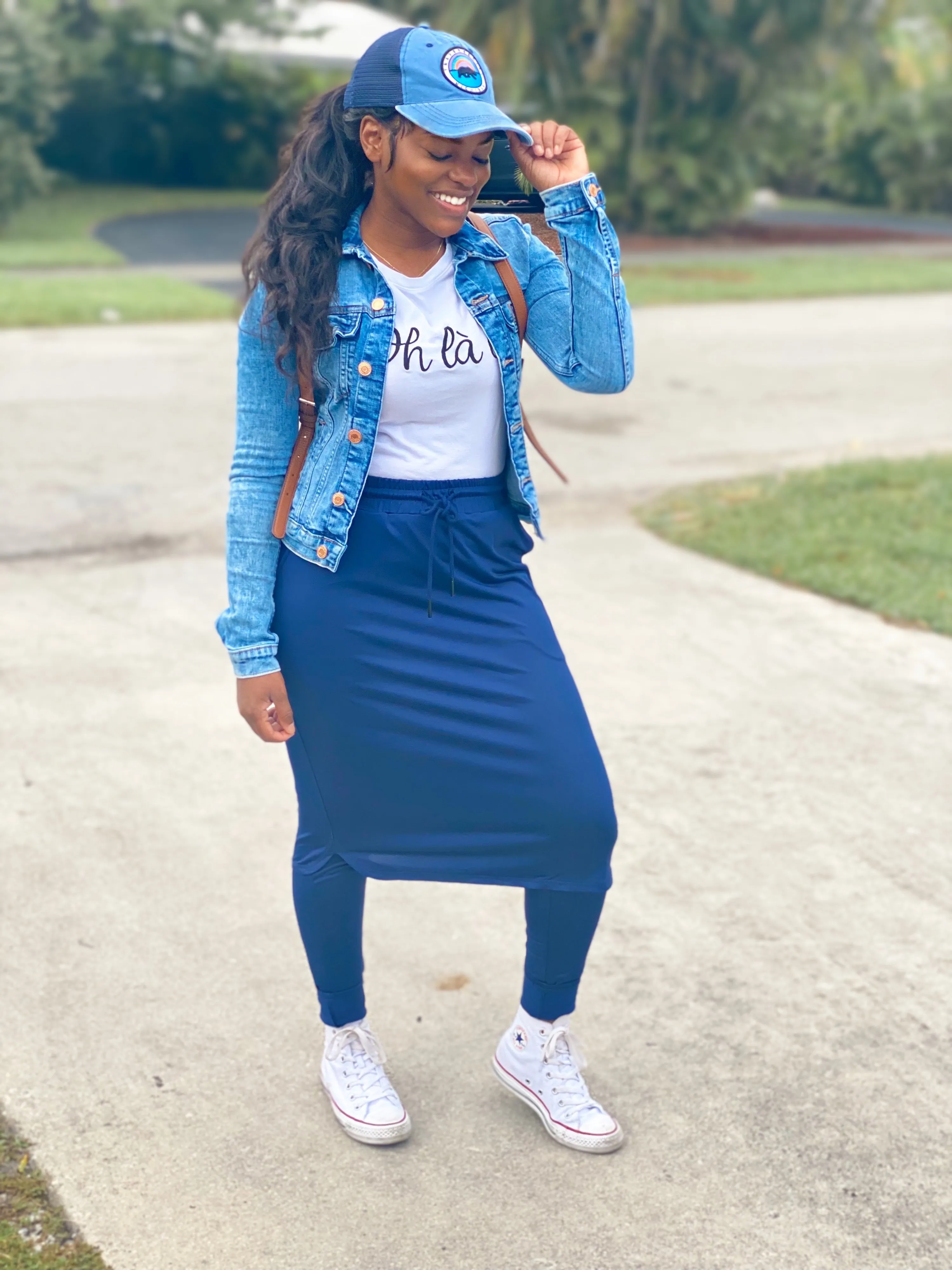 Palermo Navy Athletic Skirt (long leggings)