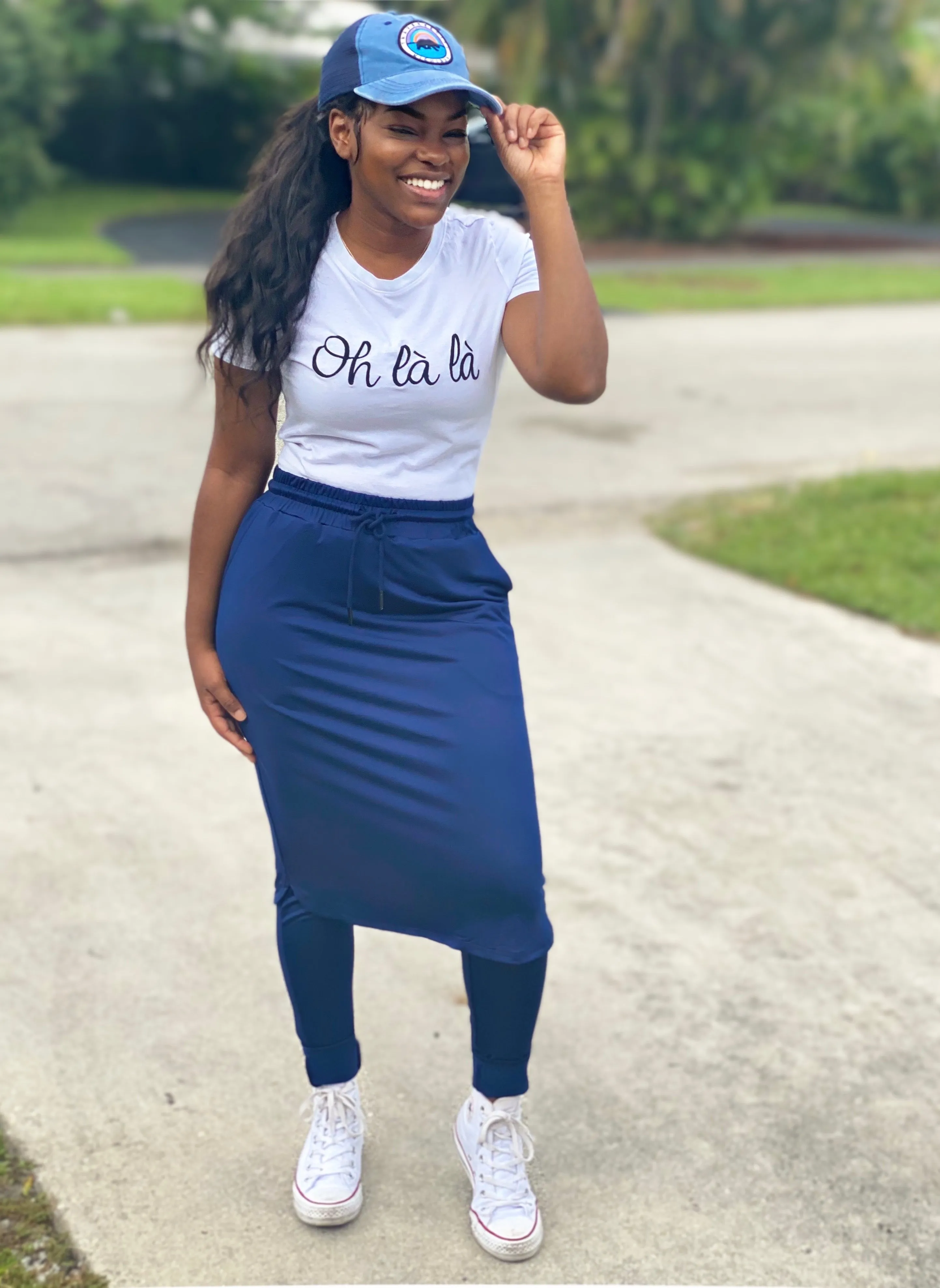 Palermo Navy Athletic Skirt (long leggings)