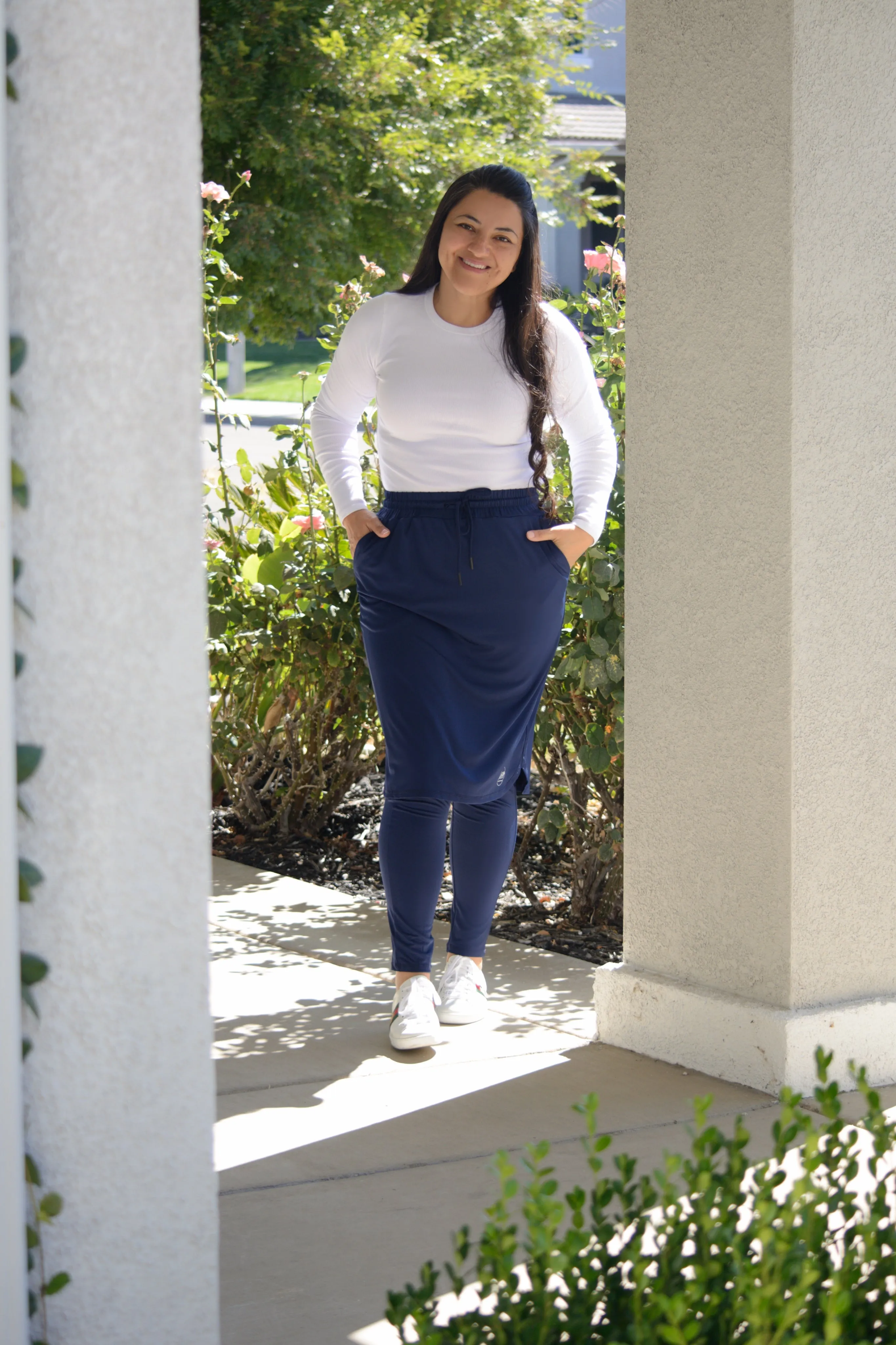 Palermo Navy Athletic Skirt (long leggings)