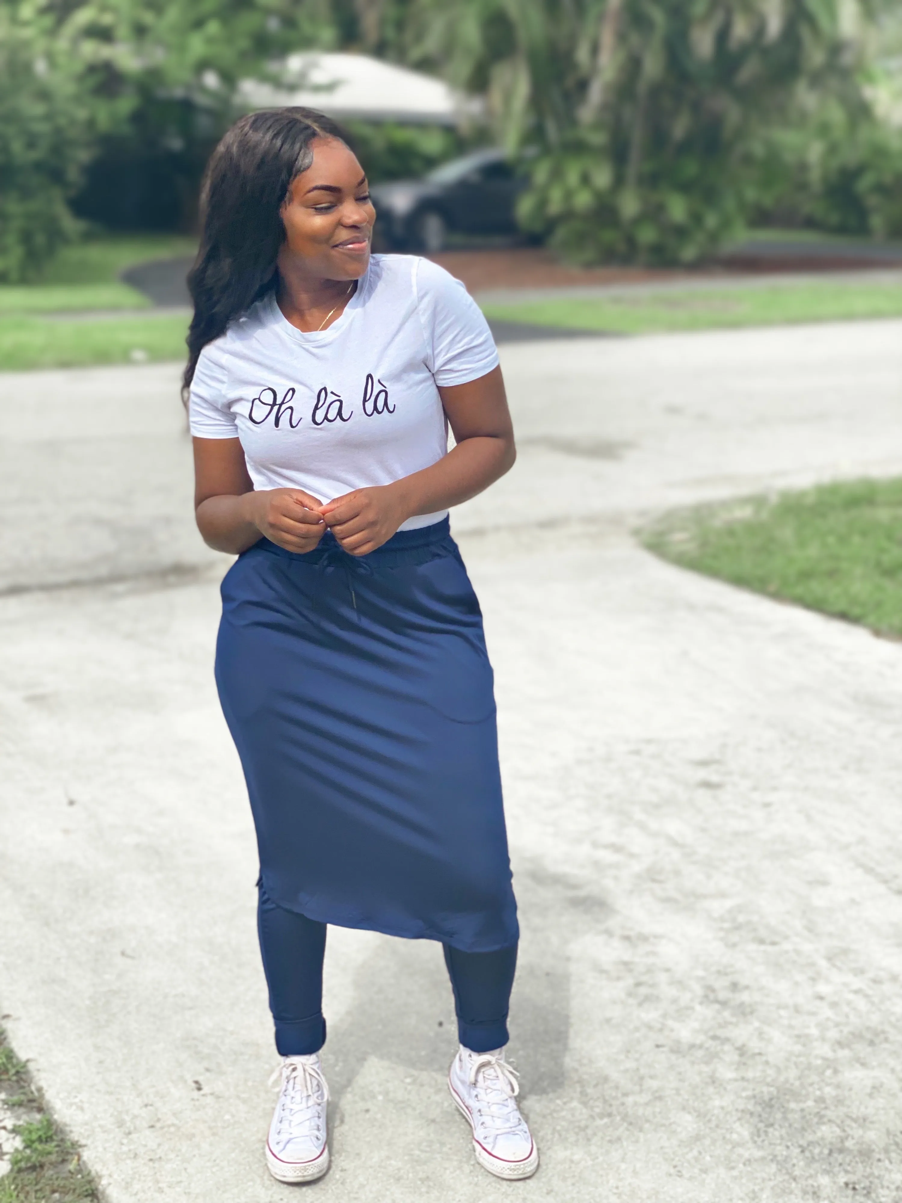 Palermo Navy Athletic Skirt (long leggings)