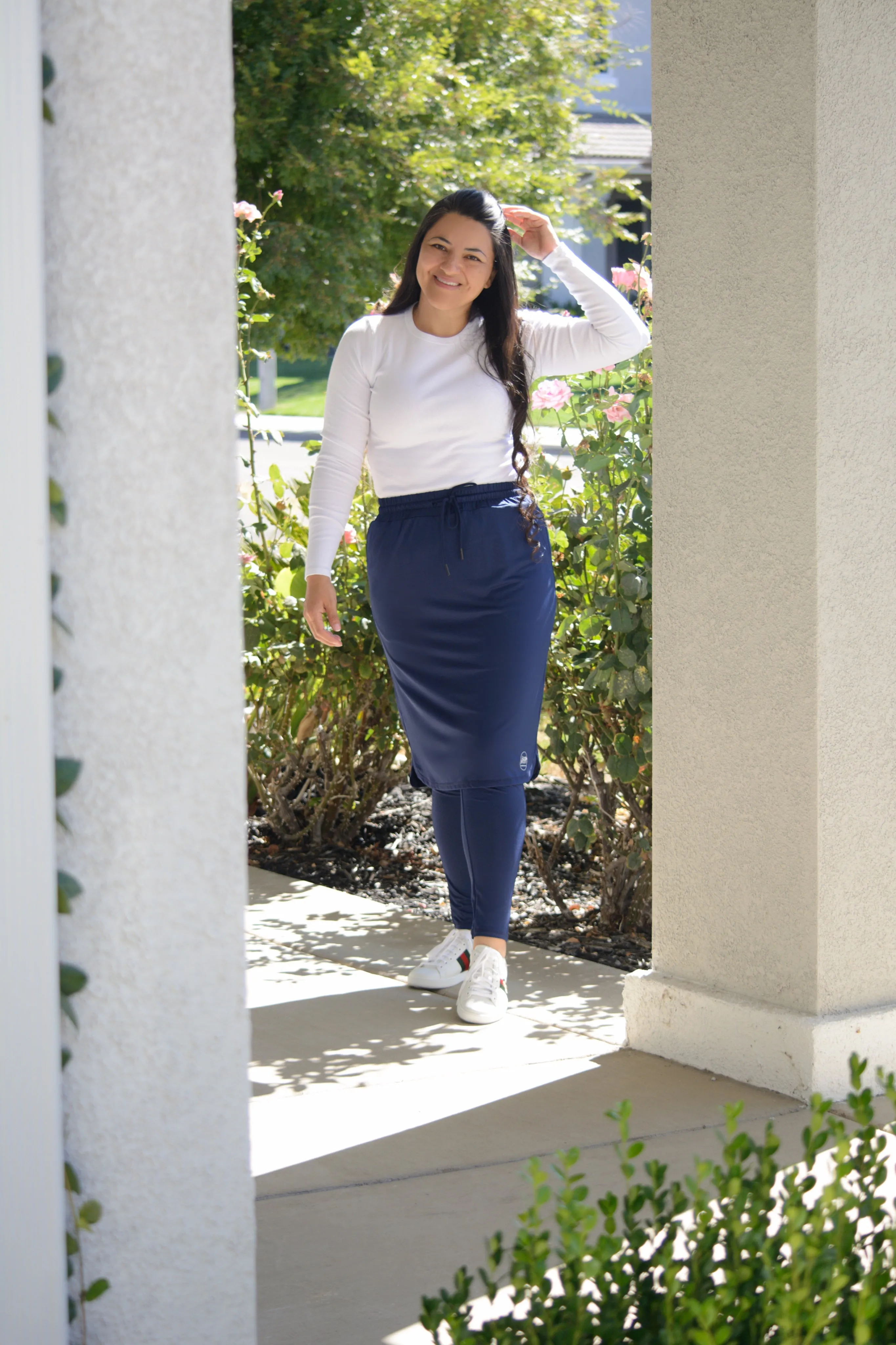 Palermo Navy Athletic Skirt (long leggings)