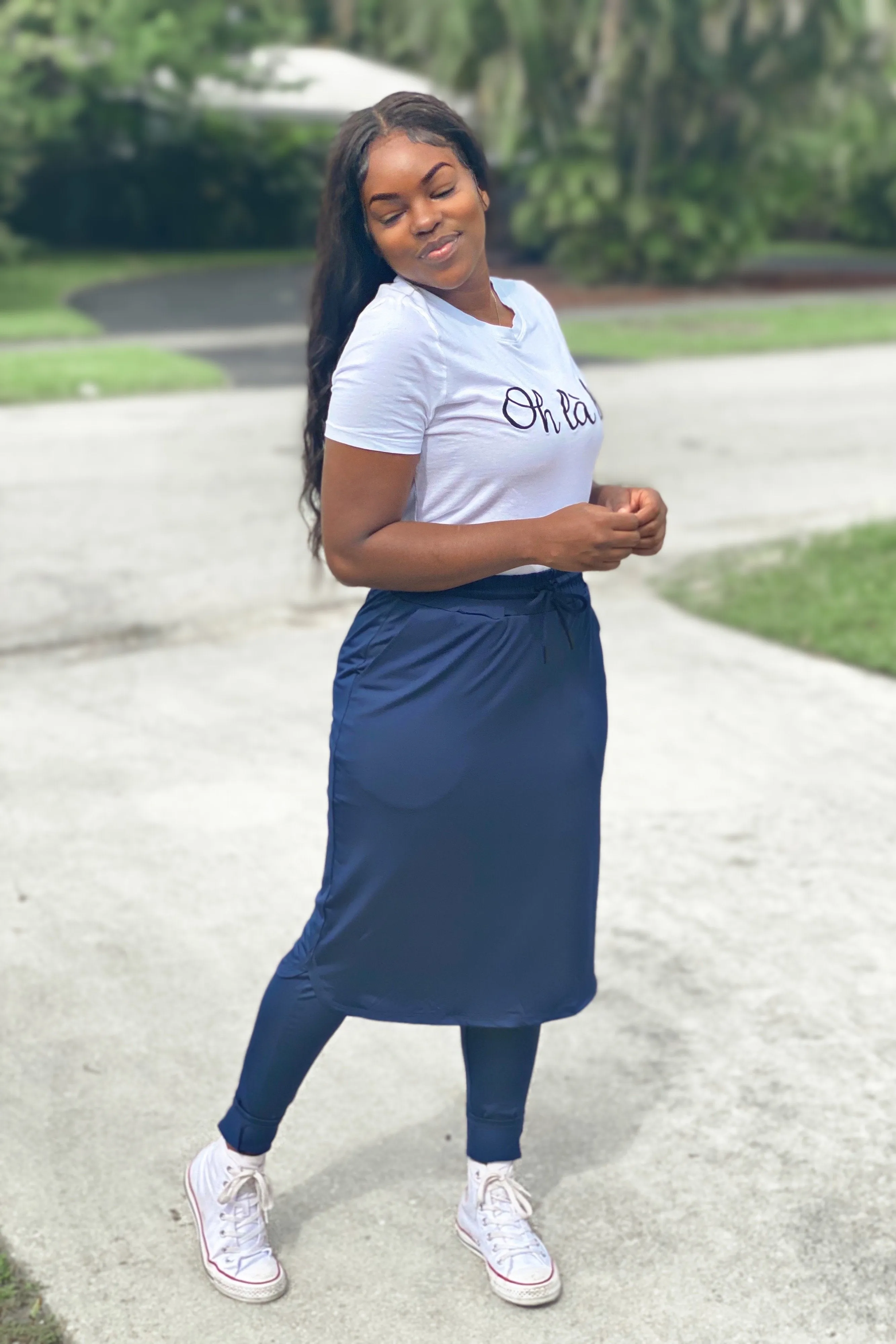 Palermo Navy Athletic Skirt (long leggings)