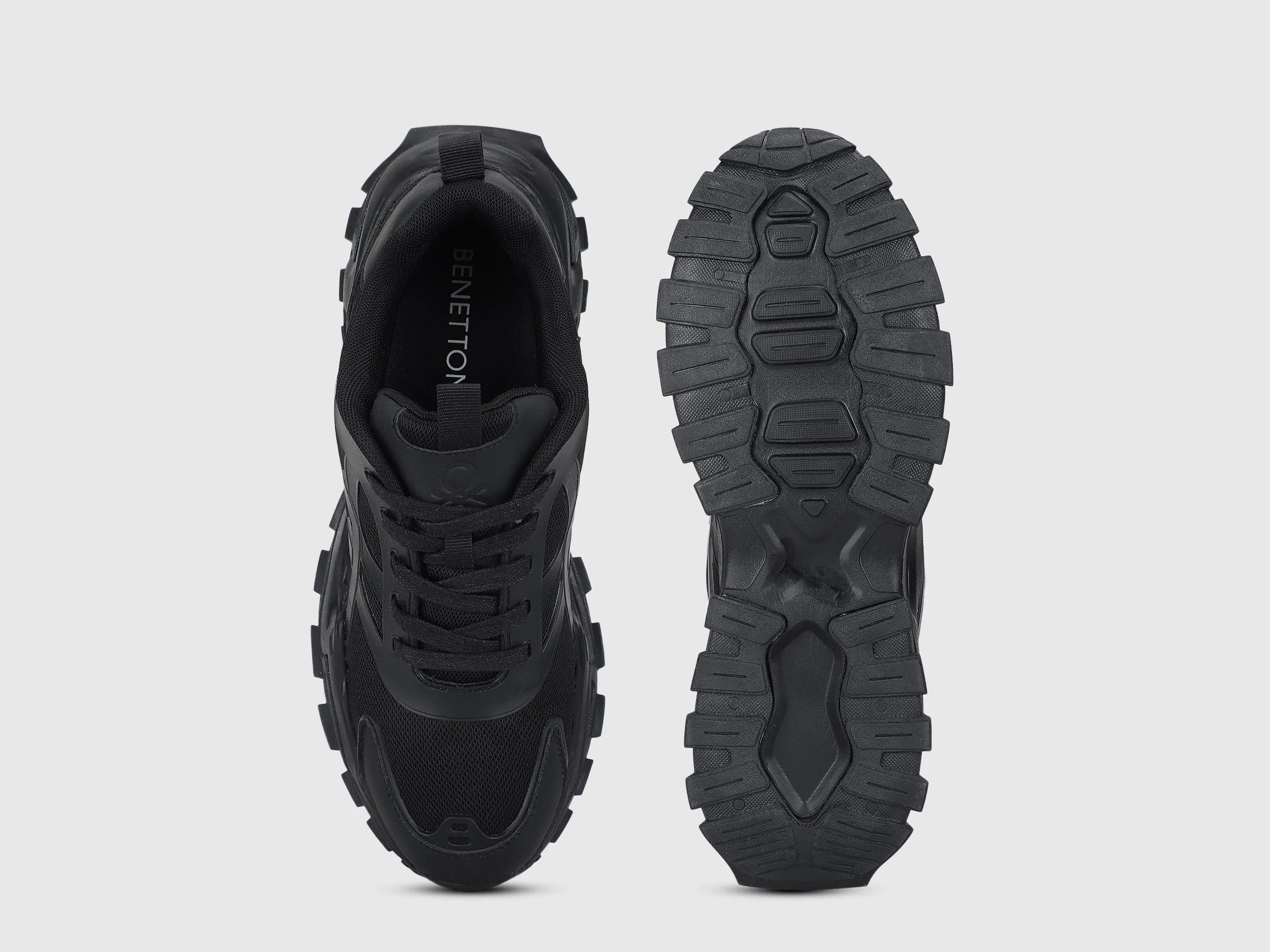 Textured Lace-Up Moulded Knot Logo Athletic Sneakers