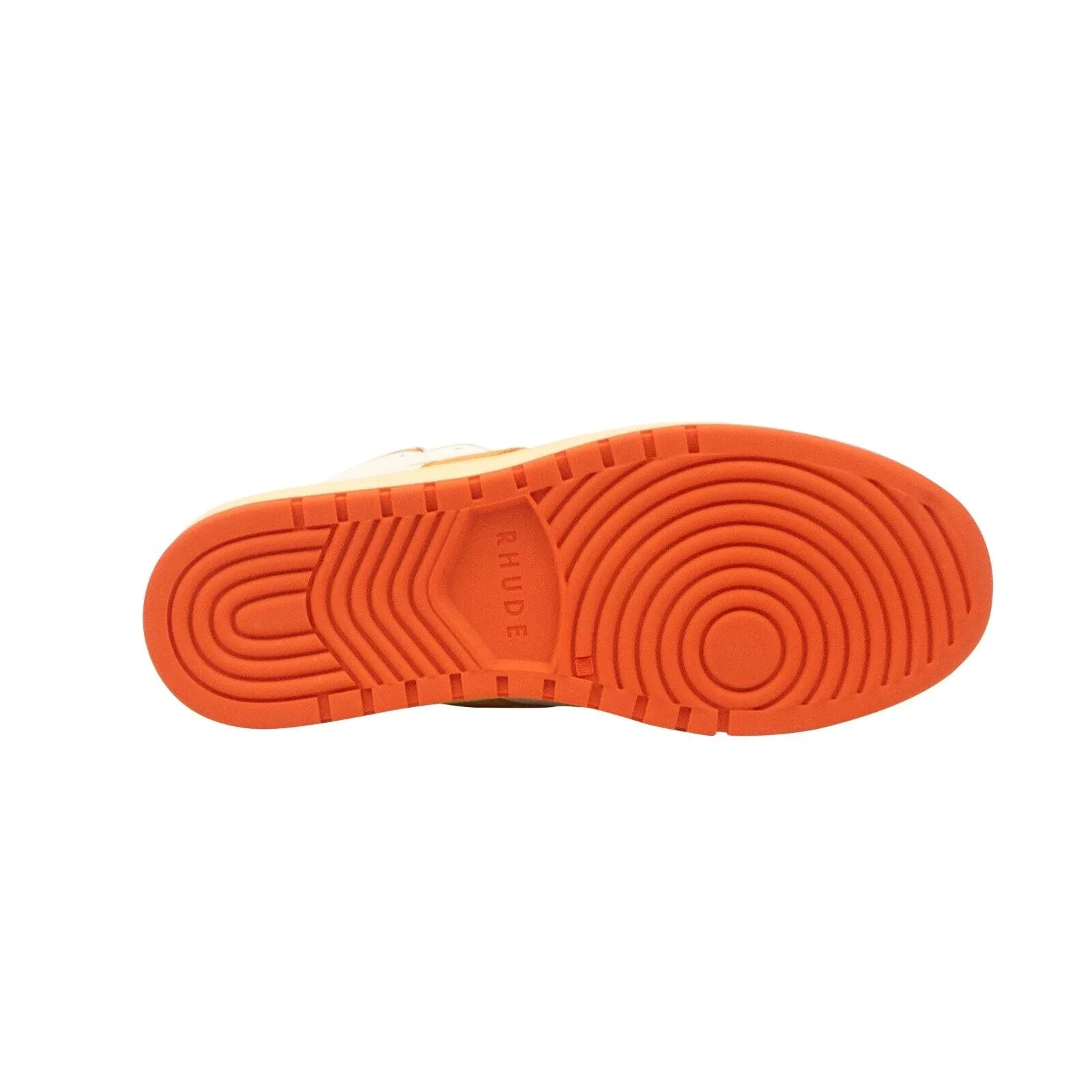 White & Orange Leather Rhecess Hi Top Sneakers